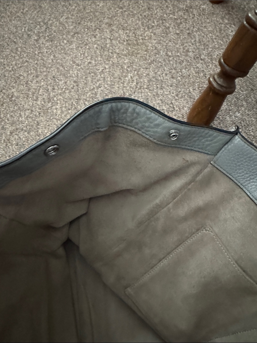 Rebecca Minkoff Gray Pebbled Leather Tote with Stud Trim - Picture 9 of 10